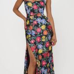 Show Me Your Mumu Lana Maxi Dress Charm Peony Black Luxe Satin XS Photo 5