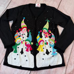 Quacker Factory Vintage Women's  Christmas Snowman Cardigan Sweater Size M Photo 0