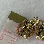 Midcentury AB stones bubble gum pink clip earrings. Clips heave hard close Gold Photo 5