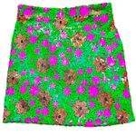 Topshop GORGEOUS Green w/pink flower detail sequined skirt  XS Photo 0