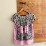 Anthropologie Moulinette Soeurs Silk Handkerchief Print Short Sleeve Blouse Photo 5
