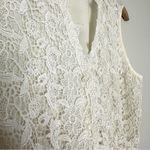 Andrée Vintage 90s Ivory Lace Vest Sz L (14) Button Sheer Tie Back Grandma Cottage Soft Photo 2