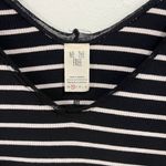 Free People We The Free Tangerine Striped Mesh Inset Peplum Top Black & White XS Photo 3