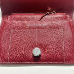 Red Pebbled Grain Genuine Leather Wallet Short Wallet Photo 1