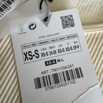 ZARA NWT  Seamless Ribbed Pearl Fringe Long Sleeve Crop Top XS in Oyster white Photo 9