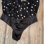 Lovers + Friends  bodysuit pleated v neck tie straps XS thong NEW polka dot Photo 2