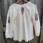 Sundance Cream Blouse with Floral Embroidery White Size XS Photo 3