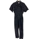 Free People Marci Denim Jumpsuit Iron Washed Black Size XS Utility Coveralls Photo 3