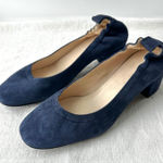 Everlane  NWOB The Day Heel Suede Block Heel Pumps‎ Navy Blue Shoes 5.5 Photo 0