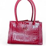 Liz Claiborne Liz Clairborne red faux crocodile leather shoulder bag with bow detail Photo 1