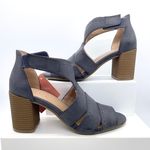Naturalizer Soul Christina Denim Leather Block Heel Sandals Photo 0