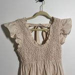 En Saison Dress Women M Cream Smocked Ruffled Mini Ruffle Tiered Cottage Cotton Size M Photo 2