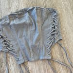 FashioNova Womens NWT FashionNova Grey Strapless Cropped Top with Ties - XL Photo 2
