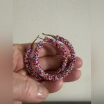 Confetti Glitter Hoops NWT 2” Pink Photo 1