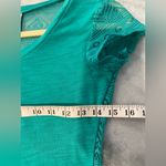No Boundaries  Size S Turquoise V Neck Sheer Lace Mesh Back Short Sleeve T Shirt Photo 7
