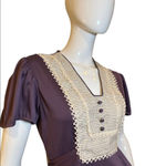 Vintage 1970s Crochet Plaid Short Sleeve Purple Dress Size M Photo 6