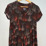 Anthropologie Maeve Tania Tiered Tunic Dress Red White Printed Small V Neck Boho Photo 5