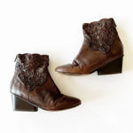 Sesto‎ Meucci Dark Brown Cutwork Boots Size 8 Women’s 7” Tall Made In Italy Lace Photo 1