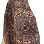 No Boundaries  Blue Peach Orange Fringe Paisley Boho Elephant Floral Jacket Photo 4