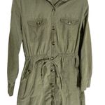 American Eagle  Army Green Button Down Shirt Dress Utility XS Photo 4