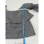 WAYF Gingham Pattern Ruffle Sleeves Off the shoulder Blouse Small preppy Photo 5
