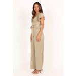 Petal and Pup NWT Minimalist Short Sleeve Bow Jumpsuit Size 6 Taupe Preppy Boho Photo 4