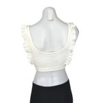 ZARA White Ruffle Frill Scoop Neck Ribbed Knit Stretch Cropped Tank Top Sz XS/S Photo 3
