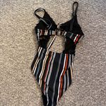 Zaful Pinstripe One Piece Swimsuit Photo 5