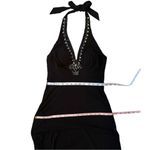 Cache Womens Size 2 Black Beaded Embellished Halter Dress Formal Dance Photo 6