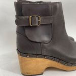 Free People Crosby Dark Brown Leather Wood Sole Clog Boots Size 41 Photo 1