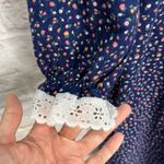 Vintage Texsheen Blue Floral Nightgown Prairie Ruffle Size M Maxi Long Sleeve Size M Photo 4