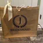 Brand new J Bridesmaid wedding tote bag with white bow Tan Photo 0