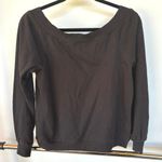 Nation Ltd Nation Wyatt V-Neck Black Sweatshirt Classic Varsity Lounge Quiet Luxury Small Photo 2