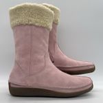 Hush Puppies  Womens 7 Boots Excursion Pink Suede Sherpa Lined Mid Calf Zipper Photo 1