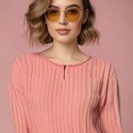 Liz Claiborne  Women's Size Large Pink 1/4 Zip Ribbed‎ Pullover Sweater Photo 0