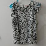 Nanette Lepore Short Sleeve Black/White Floral Print Blouse S Dopamine Classic Photo 6