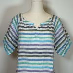 Talbots 100% Linen Split Neck Popover Top Rockport Stripe Women’s Size XS Photo 10
