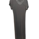 Hummingbird Modal V Neck Knit Maxi Dress Tie Waist Short Sleeve Gray Size L Photo 8