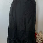 Loft Ann Taylor Black Silk Mermaid Skirt with Lace and Ruffle Hem Photo 0