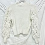 Amur Cynthia Cotton Puffed Sleeve Cable Crochet Knit Sweater White Womens Size M Photo 6