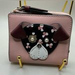 Kate Spade Rare  New York Pink Leather Cherrywood L-Zip Bifold Floral Pup wallet Photo 0