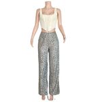 House Of CB Mara Metallic Floral Lace Pants, Silver, Medium Photo 3