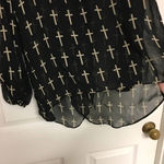 Love Culture  Sheer Crosses Top Black Medium Photo 1