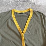 Talbots  Cardigan Sweater Womens XL Petite Olive Green Navy Yellow Trim Cotton Photo 1