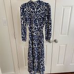 ZARA  Blue and White Patterned Long Sleeve Dress Photo 4