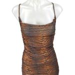 Polly Black Brown Tiger Animal Print Sleeveless Cami Tank Mini Bodycon Dress 2 Photo 0