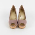 Stuart Weitzman  Grey Suede Anna Cork Wedge  
Platform Peep Toe Pumps Photo 3