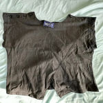 Black Beewear Cropped Cap Sleeve Top. Button Epaulette. Cut Out Belly Button. Size L Photo 8