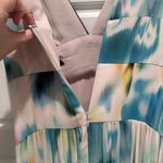 NWT Liv Foster Green Blue Watercolor Printed Chiffon Long Dress Sz 2 $395 Retail Photo 11