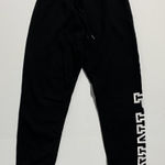 PINK - Victoria's Secret Victoria's Secret PINK black Jogger Pants with a large white logo graphic on the leg Women’s XS Photo 0